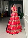 Red Colour Tasar Silk With Printed Lehenga With Blouse Dupatta Wholesale Market In Surat LNB1032